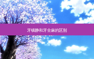 牙镇静和牙全麻的区别