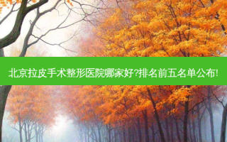 北京拉皮手术整形医院哪家好?排名前五名单公布!