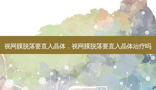 视网膜脱落要直入晶体,视网膜脱落要直入晶体吗-第1张图片-容颜讯 视网膜脱落要直入晶体,视网膜脱落要直入晶体吗-第1张图片-容颜讯
