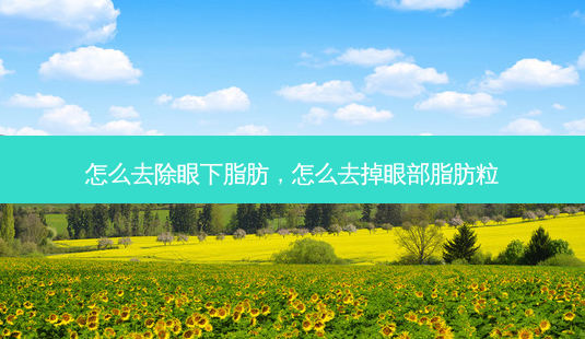 怎么去除眼下脂肪，怎么去掉眼部脂肪粒-第1张图片-容颜讯