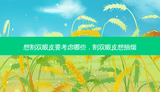 想割双眼皮要考虑哪些，割双眼皮想抽烟-第1张图片-容颜讯