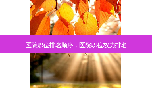 医院职位排名顺序，医院职位权力排名-第1张图片-容颜讯