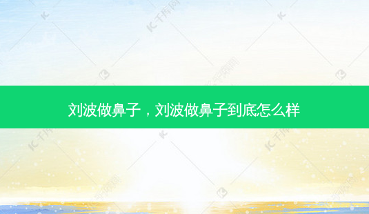 刘波做鼻子,刘波做鼻子到底怎么样-第1张图片-容颜讯 刘波做鼻子,刘波做鼻子到底怎么样-第1张图片-容颜讯