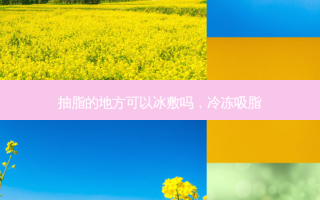 抽脂的地方可以冰敷吗，冷冻吸脂