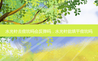 水光针去痘坑吗会反弹吗，水光针能填平痘坑吗