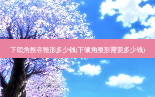 下颌角整容整形多少钱(下颌角整形需要多少钱)