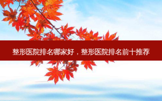 整形医院排名哪家好，整形医院排名前十推荐