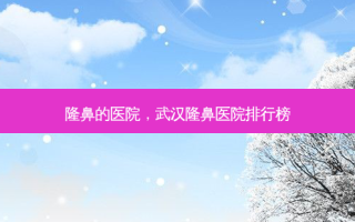隆鼻的医院，武汉隆鼻医院排行榜